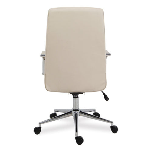 Leather Task Chair, Supports Up To 275 Lb, 18.19" To 21.93" Seat Height, White Seat, White Back