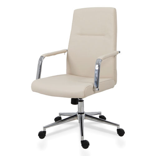 Leather Task Chair, Supports Up To 275 Lb, 18.19" To 21.93" Seat Height, White Seat, White Back