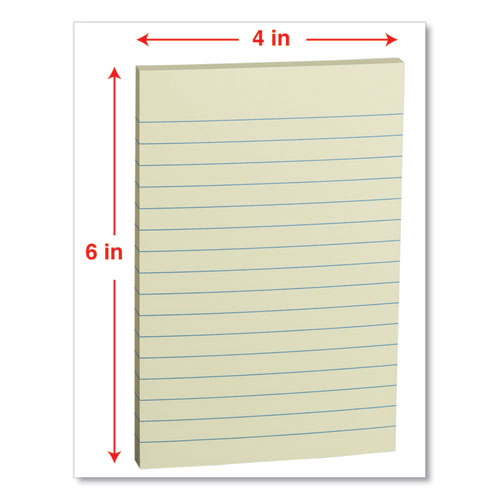 Self-stick Note Pads, Note Ruled, 4" X 6", Assorted Pastel Colors, 100 Sheets/pad, 5 Pads/pack