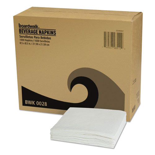 Beverage Napkins, 1-ply, 9.5" X 9.5", Kraft, 500/pack, 8 Packs/carton