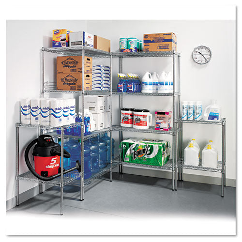 Nsf Certified Industrial Four-shelf Wire Shelving Kit, 48w X 24d X 72h, Black