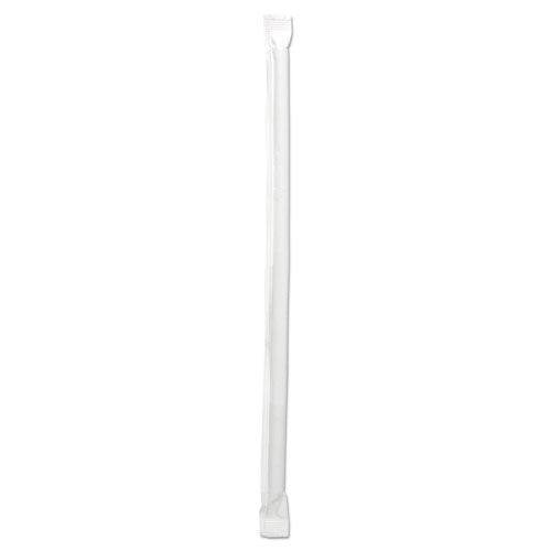 Wrapped Jumbo Straws, 7.75", Plastic, White/red Stripe, 400/pack, 25 Packs/carton