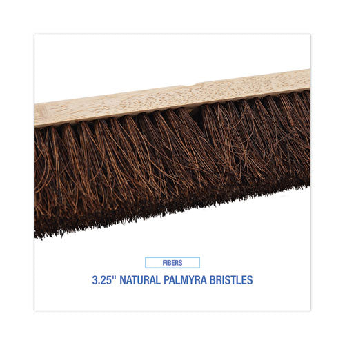 Floor Brush Head, 3.25" Natural Palmyra Fiber Bristles, 24" Brush