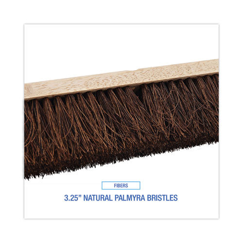 Floor Brush Head, 3.25" Natural Palmyra Fiber Bristles, 18" Brush