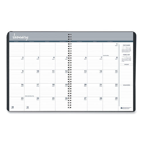 Monthly Hard Cover Planner, 11 X 8.5, Black Cover, 14-month (dec To Jan): 2022 To 2024