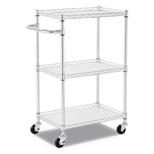 Three-shelf Wire Cart With Liners, Metal, 3 Shelves, 450 Lb Capacity, 24" X 16" X 39", Silver