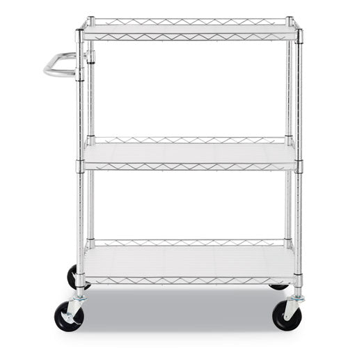 Three-shelf Wire Cart With Liners, Metal, 3 Shelves, 450 Lb Capacity, 24" X 16" X 39", Silver