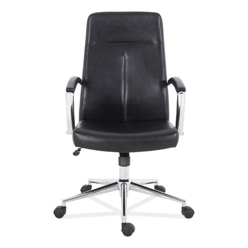 Leather Task Chair, Supports Up To 275 Lb, 18.19" To 21.93" Seat Height, Black Seat, Black Back