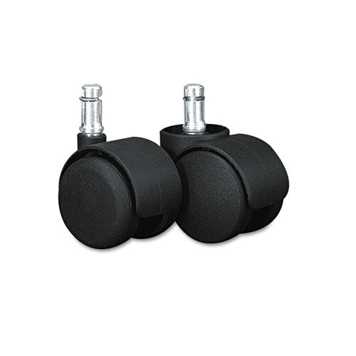 Safety Casters, Oversized Neck, Grip Ring Type B Stem, 2" Soft Polyurethane Wheel, Matte Black, 5/set