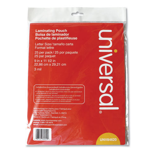 Laminating Pouches, 3 Mil, 9" X 11.5", Gloss Clear, 25/pack