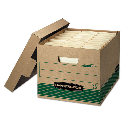 Stor/file Medium-duty 100% Recycled Storage Boxes, Legal Files, 15.88" X 25.38" X 10.25", Kraft/green, 12/carton
