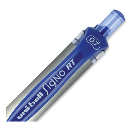 Signo Gel Pen, Retractable, Medium 0.7 Mm, Blue Ink, Blue/metallic Accents Barrel, Dozen