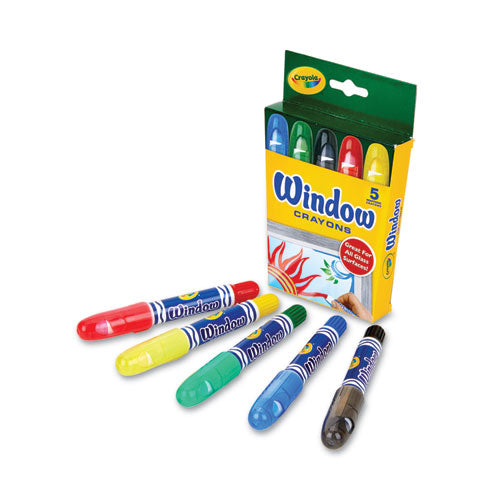 Washable Window Crayons, Assorted Colors, 5/set
