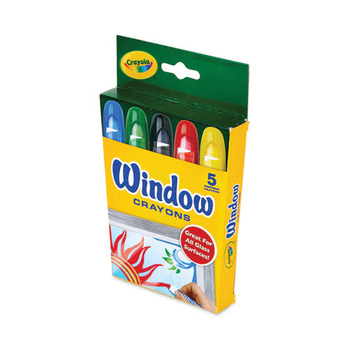 Washable Window Crayons, Assorted Colors, 5/set
