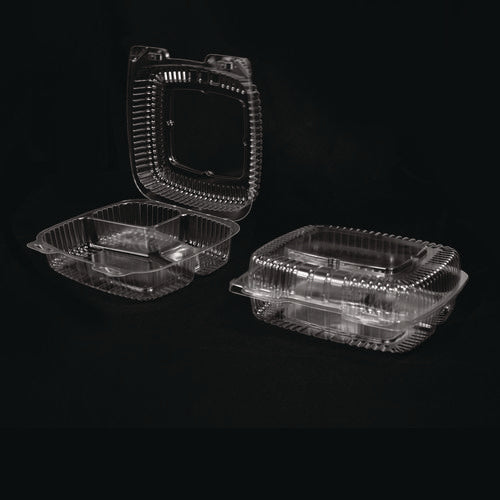 HFA Handi-lock Three-compartment Food Container 8x3x8.87 Clear Plastic 250/Case