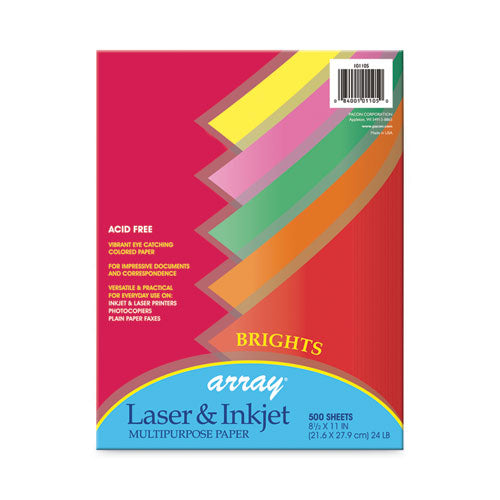 Pacon Array Colored Bond Paper 24 Lb Bond Weight 8.5x11 Assorted Bright Colors 500/ream