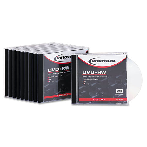 Innovera Dvd+rw Rewritable Disc 4.7 Gb 4x Slim Jewel Case Silver 10/pack
