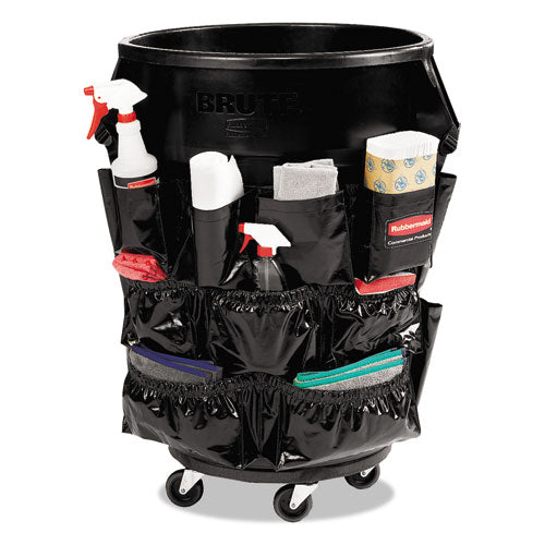 Rubbermaid Commercial Brute Caddy Bag 12 Compartments Black 6/Case
