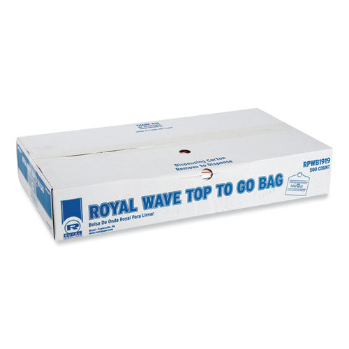 AmerCareRoyal Wave Top To-go Bags 19x9.5x19 White With Red Print 500/Case