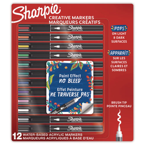 Sharpie Creative Markers Fine Brush Tip Assorted Colors 12/pack
