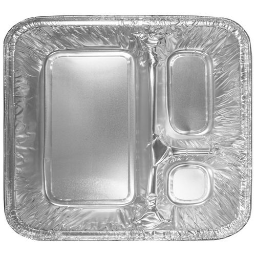 HFA Three-compartment Oblong Food Container 24 Oz 6.38x1.47x8 Silver Aluminum 500/Case