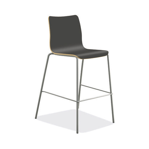HON Ruck Laminate Stool Up To 300 Lbs 30" Seat Height Charcoal Seat Charcoal Back Silver Base