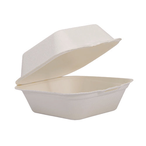 Dart Compostable Fiber Hinged Trays Proplanet Seal 5.9x6.08x1.83 Ivory Molded Fiber 500/Case