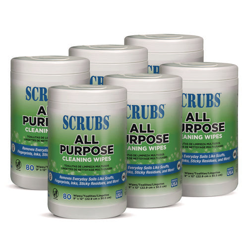 SCRUBS Multi-surface Wipes 9x12 Citrus Scent White 80 Wipes/canister 6 Canisters/Case