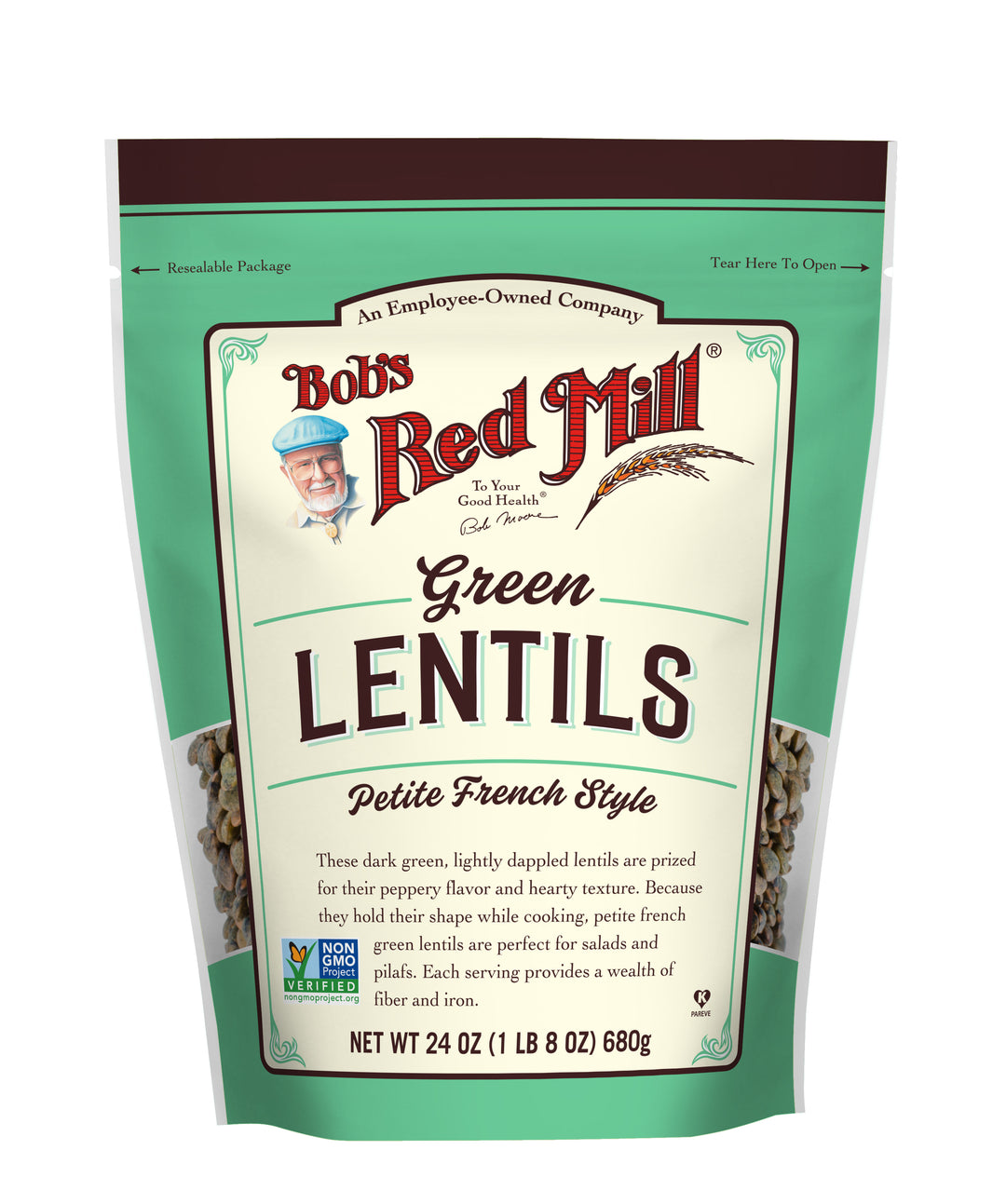Bob's Red Mill Petite French Green Lentil Beans-24 oz. Bag-4/Case