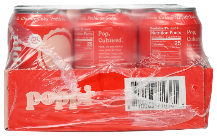 Poppi Prebiotic Classic Cola Soda 12 fl. oz. Can 12 Pack/Case