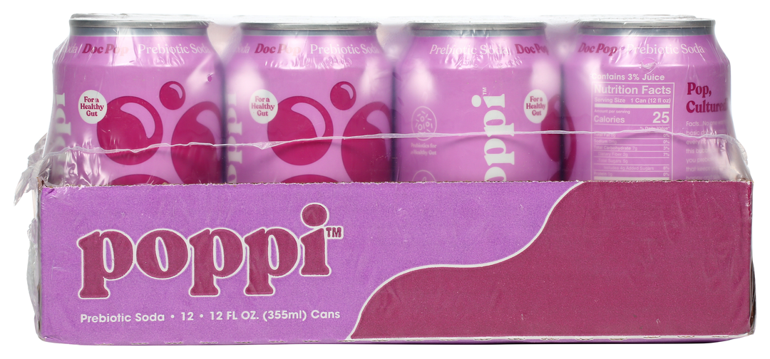 Poppi Prebiotic Doc Pop Soda 12 fl. oz. Can 12 Pack/Case