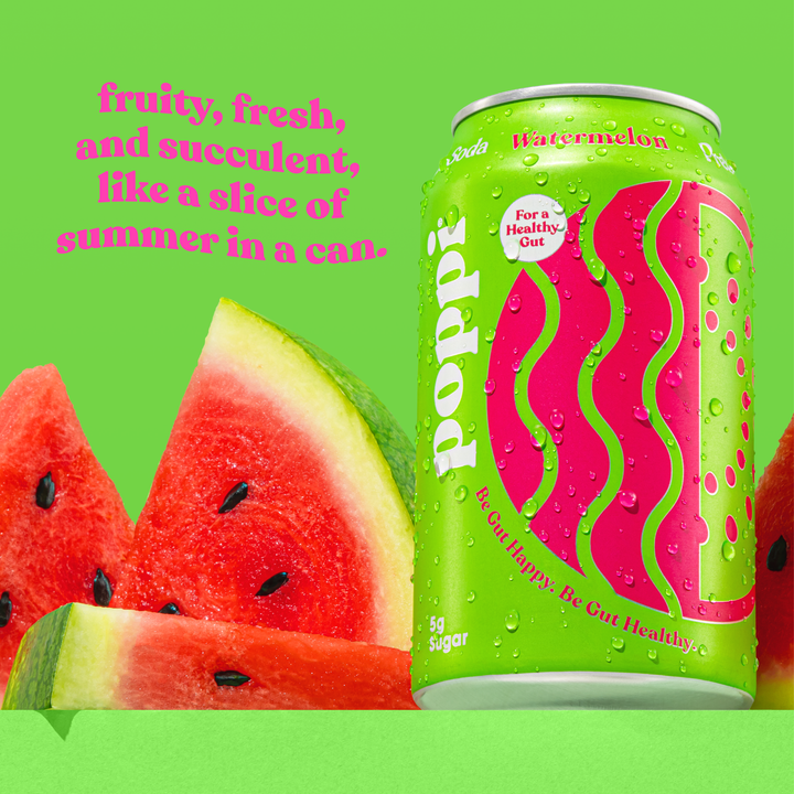 Poppi Prebiotic Watermelon Soda 12 fl. oz. Can 12 Pack/Case