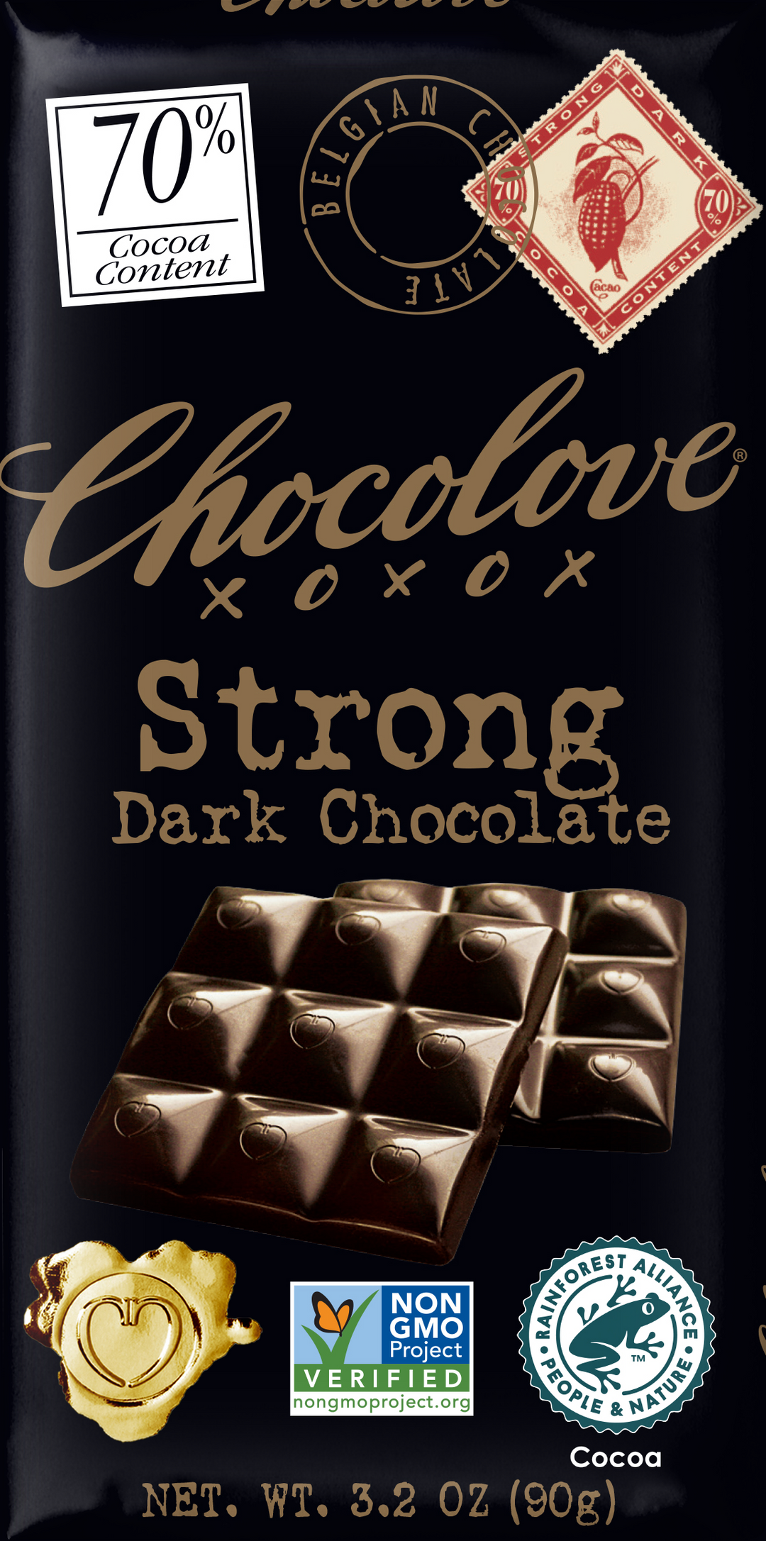 Chocolove Strong Dark Chocolate-3.2 oz.-12/Box-12/Case