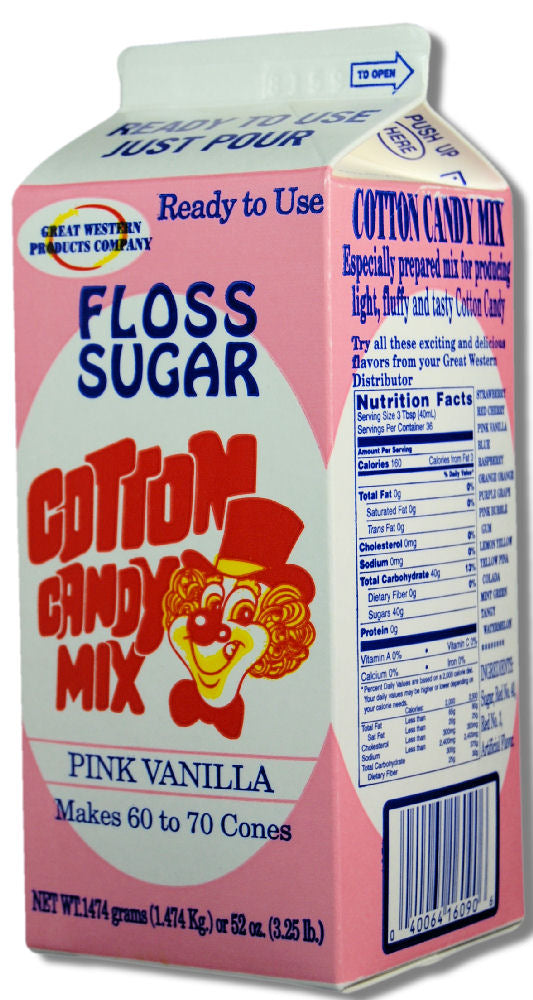 Great Western Cotton Candy Mix Pink Vanilla Floss Sugar-3.25 lb.-6/Case