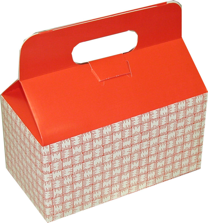 Dixie Small Auto-Bottom Handled Red Plaid Take Out Carton-125 Count-1/Case