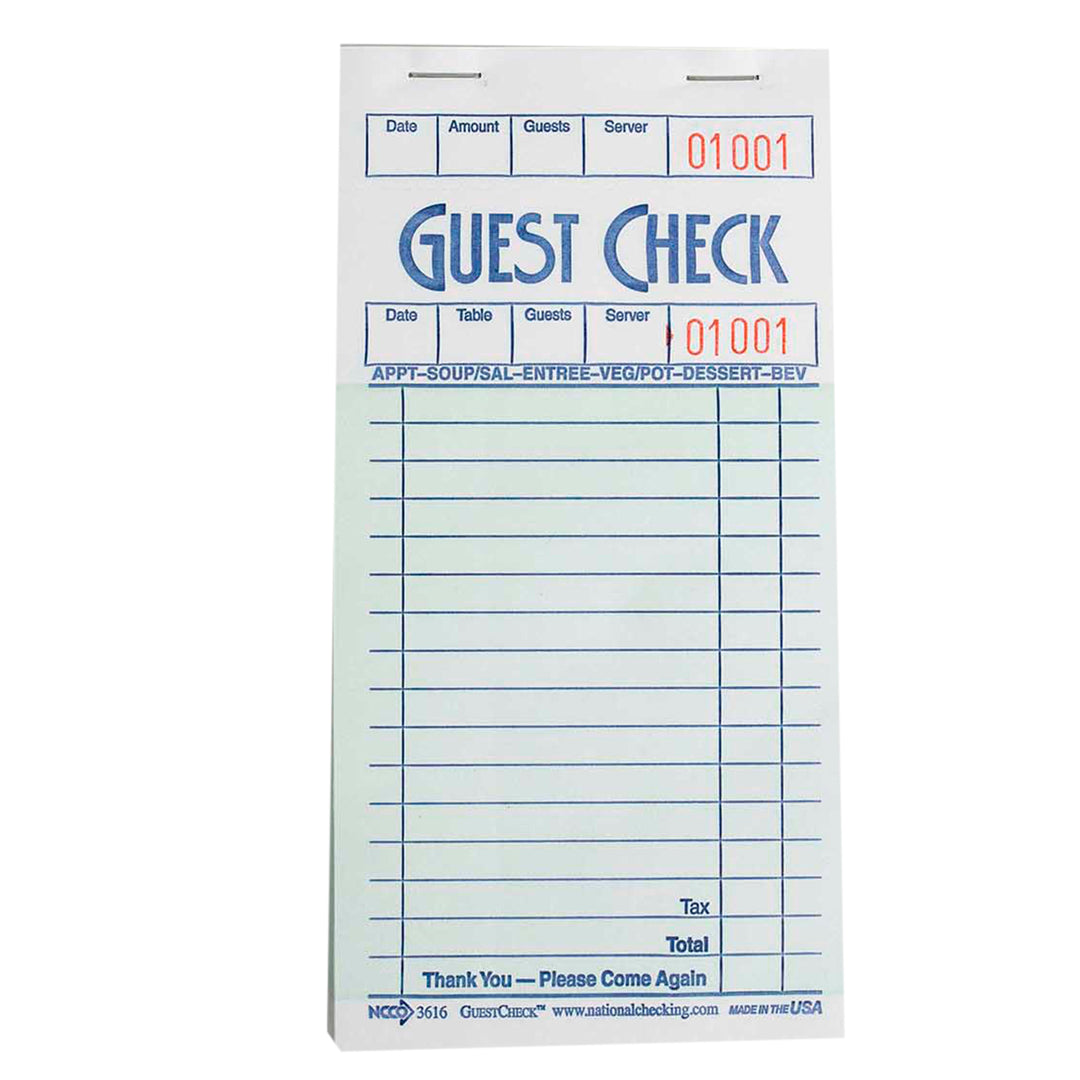 National Checking Company 1 Part 16 Line Green Guest Check-5000 Each-1/Case