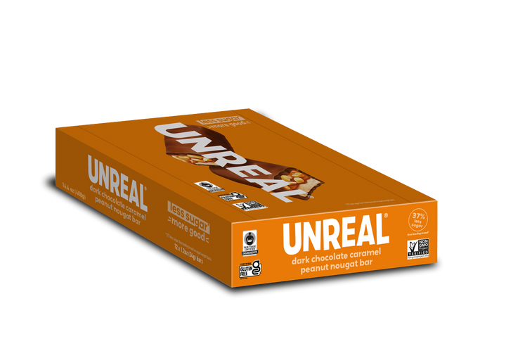 Unreal Brands Dark Chocolate Caramel Peanut Nougat Bars-0.07 lb.-12/Box-6/Case