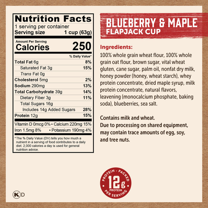 Kodiak Cakes Blueberry & Maple Flapjack Cup-2.22 oz.-12/Case
