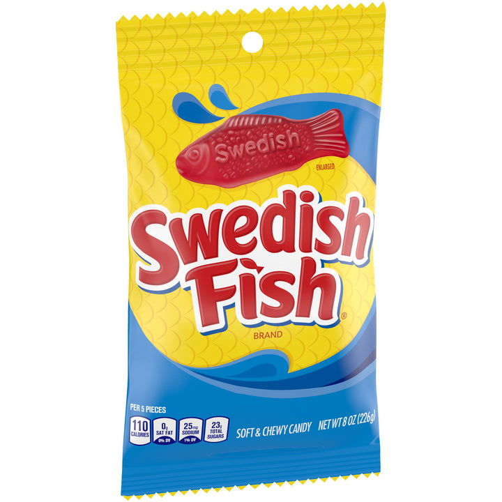 Swedish Fish Red Candy Gummy Candy Peg Bag-8 oz.-12/Case