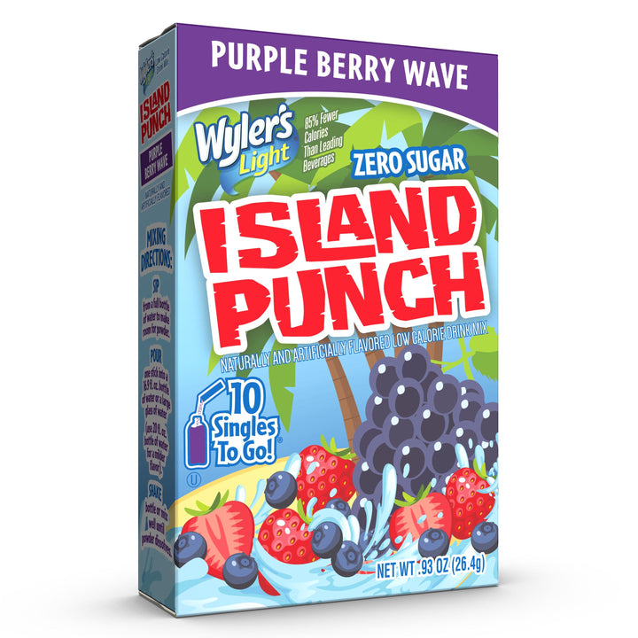 Wylers Light Island Punch Purple Berry Wave Drink Mix Singles To Go-10 Count-12/Case