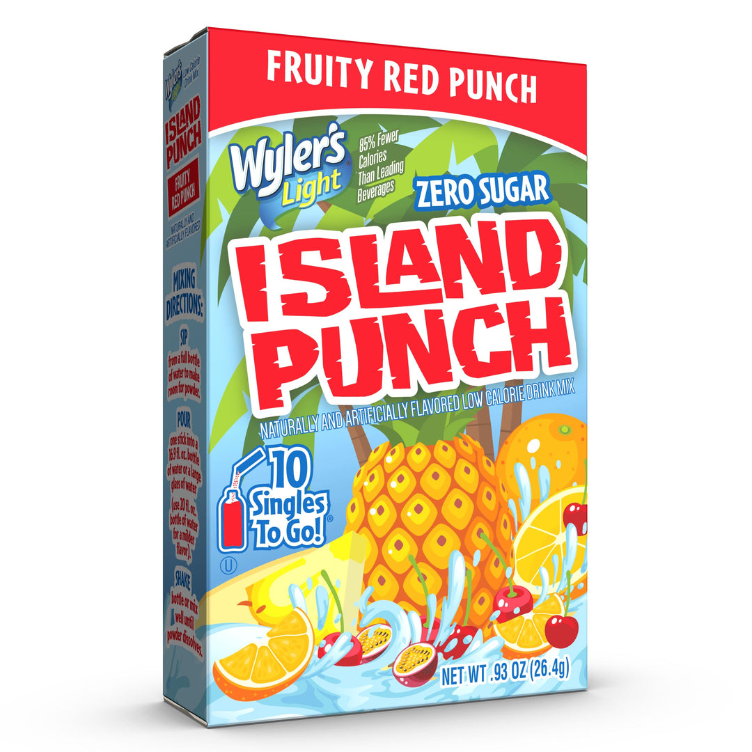 Wylers Light Island Punch Fruity Red Punch Drink Mix Singles To Go-10 Count-12/Case
