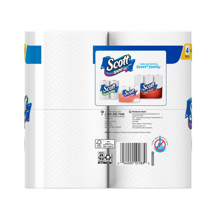 Scott Scott Bathroom Tissue White 4 Pack-4000 Count-12/Case