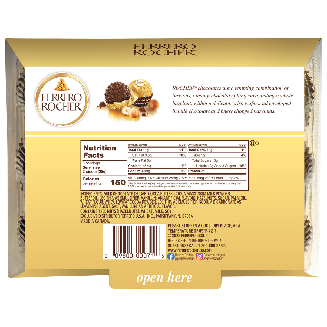 Rocher Ferrero Fine Hazelnut Chocolates-5.3 oz.-12/Case