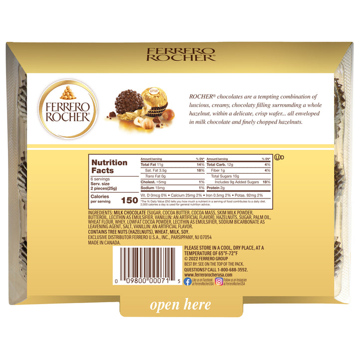 Rocher Ferrero Fine Hazelnut Chocolates-5.3 oz.-12/Case