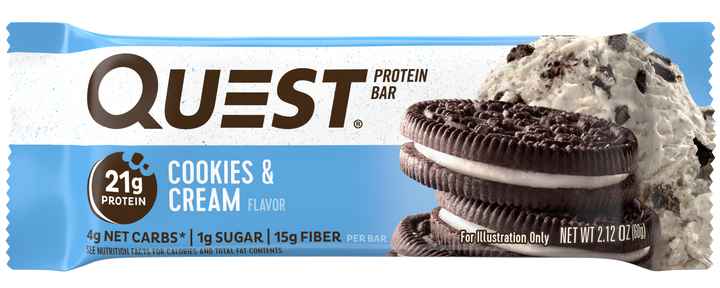 Quest Bar Gluten Free Cookies & Cream Protein Bar-2.12 oz.-12/Box-12/Case