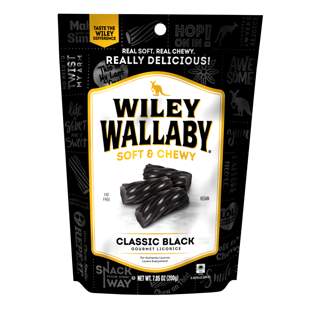Wiley Wallaby Aussie Black Liquorice Bag-7.05 oz.-12/Case