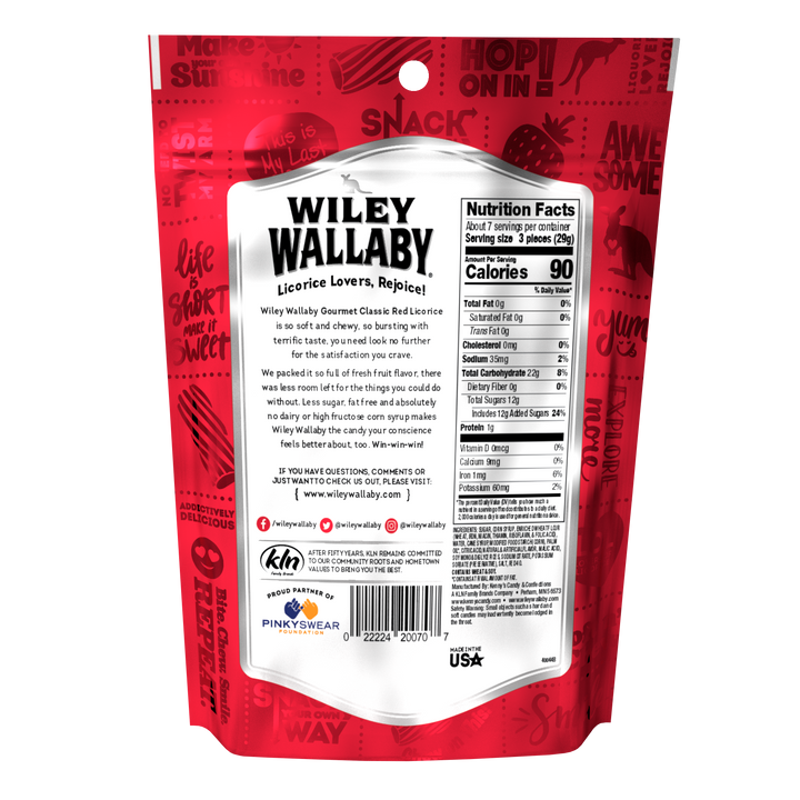 Wiley Wallaby Aussie Red Licorice-7.05 oz.-12/Case