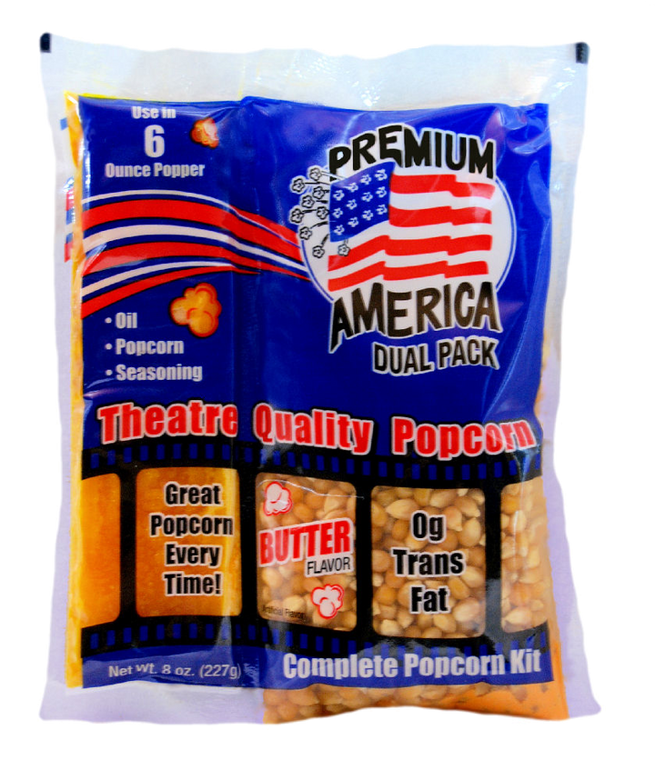 Great Western Premium American Dual Pack Theatre Quality Popcorn Kit Coconut-8 oz.-36/Case