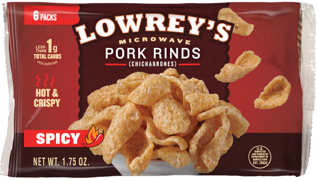 Lowreys Bacon Curls Spicy-1.75 oz.-18/Box-2/Case