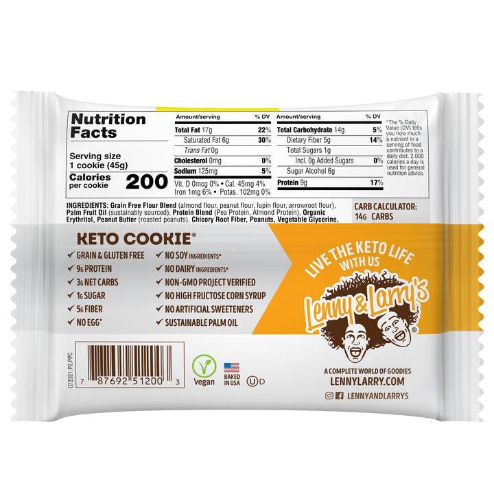Lenny & Larry's Keto Cookie Peanut Butter Keto Cookie-1.6 oz.-12/Box-6/Case